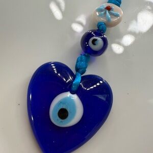 Blue Evil Eye Heart Pendant Key Chain